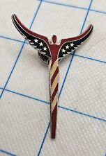 VTG Lapel Pinback Hat Pin Silver Tone Lavaggi American Patriotic Angel  picture