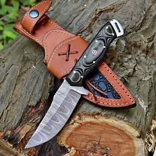 Custom Handmade Damascus Steel Hunting Knife Fixed Blade With Leather Sheath picture