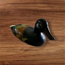 Vintage Hand Painted Carved Wooden Mallard Duck Decoy Figurine 12”glass Eyes picture