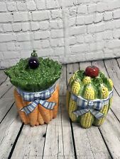 Vintage Fitz & Floyd Classics Retired Vegetable Garden Bouquet Canister Set-2 picture