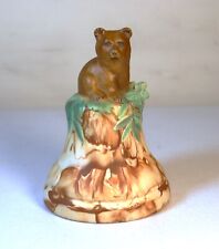 Vintage Alaskan Native Clay Pottery Ceramic Cream Brown Swirl Bear Bell picture