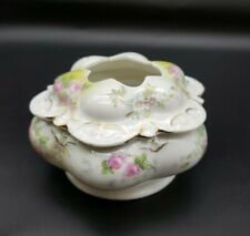 Vintage porcelain Rose Floral Hair Receiver with Gold details picture
