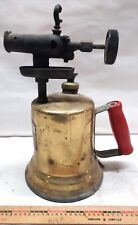 Vintage Montgomery Ward Eclipse Quality Brass Blow Torch Red Wood Handle picture