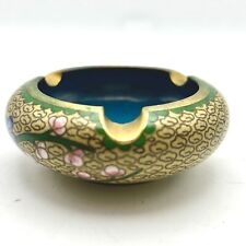 Vintage Chinese Cloisonne Enamel Ashtray Clouds Floral Gold Gilded Trim picture