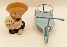 1982 Enesco Country Cousins Scooter holding a Lamb & Misc Blue Metal Bike picture