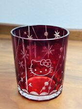 Sanrio Hello Kitty Whiskey Glass Red Japanese Traditional Edo Kiriko Cut Glass picture