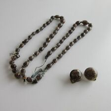 Antique Venetian old glass beads black fancy aventurine? Copper beads Italy picture