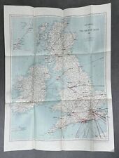 AIR SERVICES OF THE BRITISH ISLES 1936 LARGE VINTAGE AVIATION AIRLINE ROUTE MAP picture