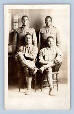 RPPC 1915. WWI AFRICAN AMERICAN SOLDIERS, ONE SMOKING CIGAR. POSTCARD L28 picture