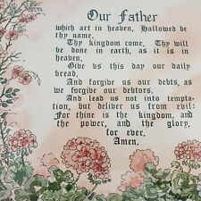 The Lord's Prayer Gold Tone Framed Picture Art Religious Christian Decor Vintage picture