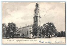 1907 First Congregational Church Building Tower Beloit Wisconsin Posted Postcard picture
