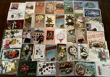 ~Lot of 43 Antique 1900's~Mixed Topics Greetings Postcards~All with stamps-h876 picture