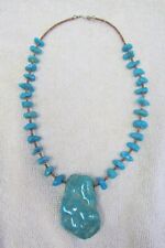 Vintage Navajo Indian Royston Turquoise Stone & Sterling Silver Nuggets Necklace picture