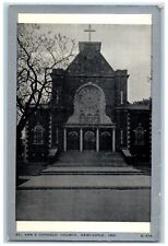 St. Ann's Catholic Church Front View Newcastle Indiana IN Vintage Postcard picture