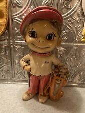 Golfer Boy Statue Hand Painted Ceramic Decoration vintage 1974 Great Condition picture