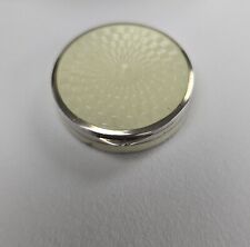 Vintage 935 Silver Mini Yellow Guilloche Enamel Compact Unmarked picture