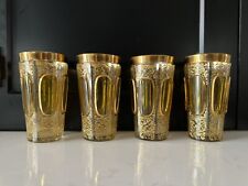 Moser Cabochan Yellow and Gold Gilt Cordial Glasses, Set Of 4 picture