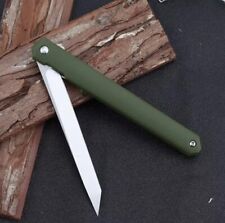 Long Blade Rubber Handle Folding Pocket Knife (DARK GREEN) picture