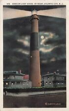 Atlantic City  NJ Absecon Lighthouse Night Curt Teich Vintage Postcard c 1920s picture