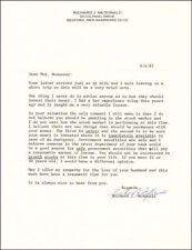 RICHARD J. McDONALD - TYPED LETTER SIGNED 08/04/1987 picture