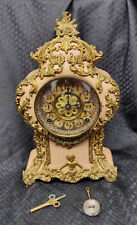 Antique F Kroeber Co 8 Day Clock~Pink Versailles w Keys~Running Now But Later? picture