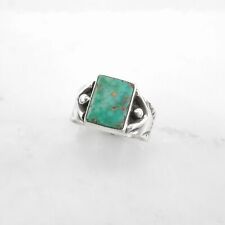 Vintage Navajo Sterling Silver Ring Turquoise, Stamped Green Size 10 1/2 picture