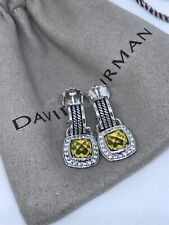 David Yurman 925 Silver 7mm Albion Drop earrings with Lemon Citrine  & Diamonds picture