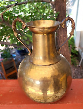 Large Vintage Hammered Brass Vase -Made in India 12” tall picture