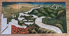 MCM Chinese 4-Panel Lacquered Wall Plaque With Mother Of Pearl Inlay Great Wall picture