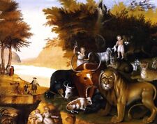 Beautiful Oil painting Peaceable-Kingdom-Edward-Hicks-oil-painting cow children picture