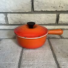 Vintage Le Creuset Flame Orange Sauce Pan with Lid #18 Cast Iron picture