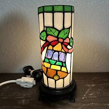 Christmas Bell Stained Glass Metal Base Side Night Lamp 10-inch EUC picture