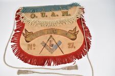 Antique Leather O.U.A.M Ceremonial  Apron Painted Catawissa No. 27 Chas Shuman picture