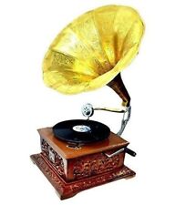Vintage Reproduction Antique Solid Brass Gramophone With Horn Record Players Ne picture