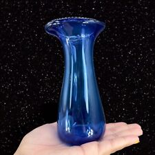 Hand Blown Cobalt Blue Art Glass Oval Angled Top Hand Made Glass Vase 2005 Mark picture