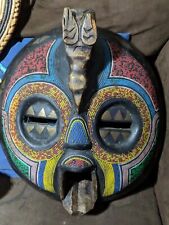 Rare Vintage Hand Carved African Tribal Mask with Beads Hoodoo Vodou picture