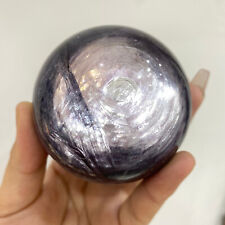 1.1lb Natural Stunning Gem Lepidolite Crystal Sphere Flashy Purple Mica Ball picture
