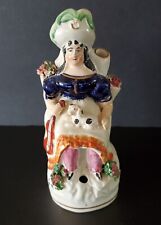 Antique Staffordshire Lady Musician With Dog Pen Holder picture