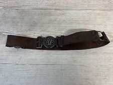 Vintage 1950s Boy Scout Official Leather Belt Buckle Badge Branded picture