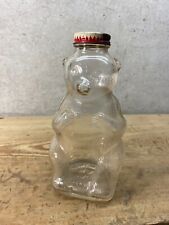 Vintage Snow Crest Beverages Clear Glass Bear Bank  Mass. 1950’s w/cap picture