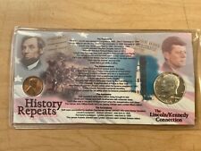 Lincoln/Kennedy Connection-History Repeats;with 1964 Silver Half & Wheat Cent picture