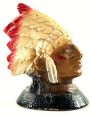 Antique Cast Iron Hubley Native American Indian Chief paperweight pencil holder picture