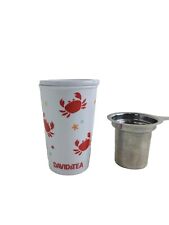 David's Davids Tea Mug With Crab And Star White Red  Tumbler Infuser  Lid  picture
