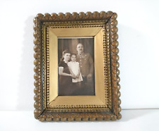 Vintage Antique Wooden Frame With WWII Hungarian Military Officer Photo 1943 picture
