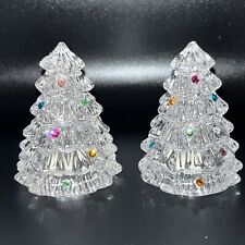 Lenox Full Lead Crystal Jeweled Christmas Tree Salt & Pepper Shaker Set Germany picture