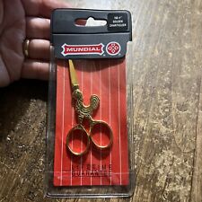 Gold Tone Chanticleer Rooster Scissors Mundial New Sealed Solingen Lifetime Guar picture