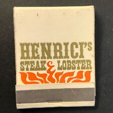Henrici's Restaurant Illinois Vintage Full Matchbook c1960's-73 Scarce VGC picture