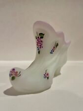 Fenton classic Frosted Milk Glass Victorian Slipper, Hand Painted, signed picture