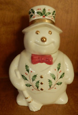 RARE FIND Lenox Holiday Snowman with Holly Decor Cookie Jar picture
