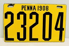 1908 Pennsylvania Porcelain License Plate 23204 ALPCA Garage Decor Great GLOSS picture